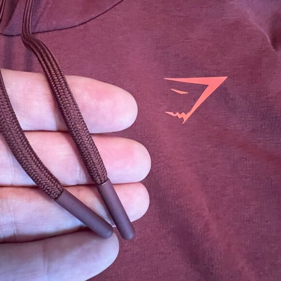 Gymshark Womens Graphics Fraction Hoodie Sweatshirt Front Pocket Maroon Size L - Picture 7 of 13